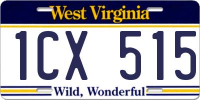 WV license plate 1CX515