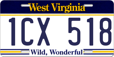 WV license plate 1CX518