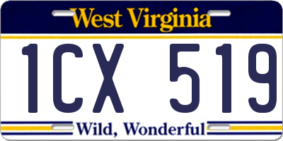 WV license plate 1CX519