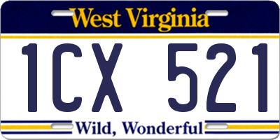 WV license plate 1CX521