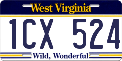 WV license plate 1CX524
