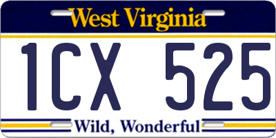 WV license plate 1CX525