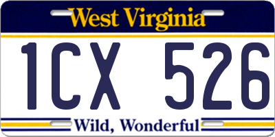 WV license plate 1CX526