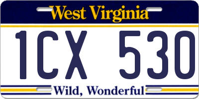 WV license plate 1CX530