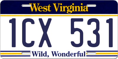 WV license plate 1CX531