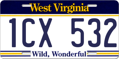 WV license plate 1CX532