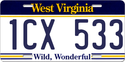 WV license plate 1CX533