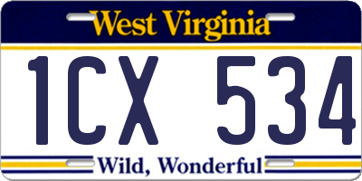 WV license plate 1CX534