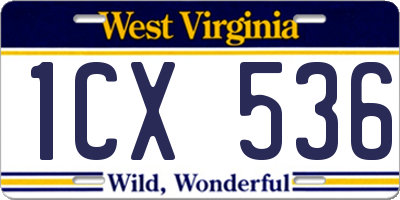 WV license plate 1CX536
