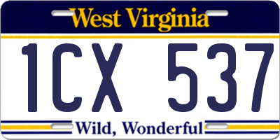WV license plate 1CX537