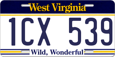 WV license plate 1CX539