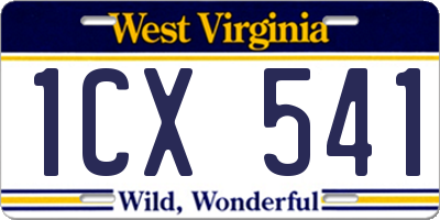 WV license plate 1CX541