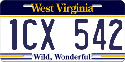 WV license plate 1CX542