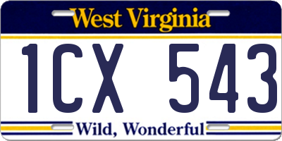 WV license plate 1CX543