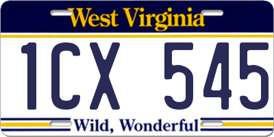 WV license plate 1CX545