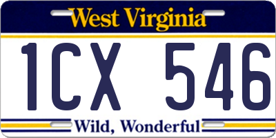 WV license plate 1CX546