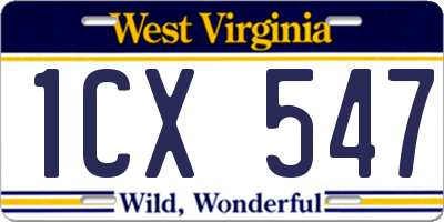WV license plate 1CX547