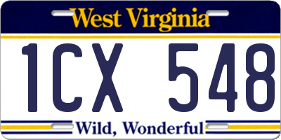 WV license plate 1CX548