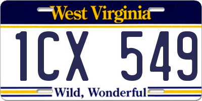 WV license plate 1CX549