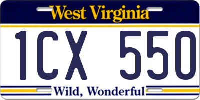 WV license plate 1CX550