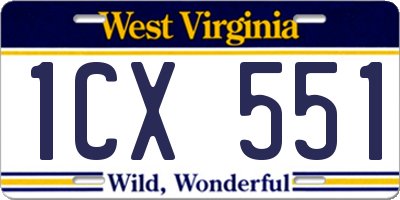 WV license plate 1CX551