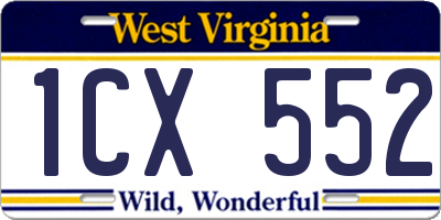 WV license plate 1CX552