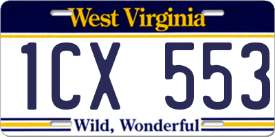 WV license plate 1CX553