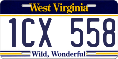 WV license plate 1CX558