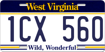 WV license plate 1CX560