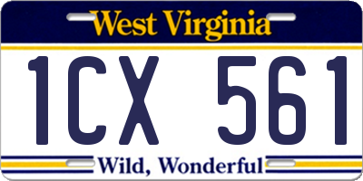 WV license plate 1CX561