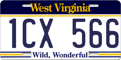 WV license plate 1CX566