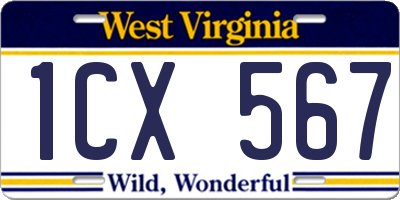 WV license plate 1CX567