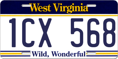 WV license plate 1CX568