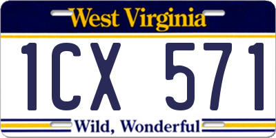 WV license plate 1CX571