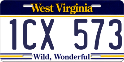 WV license plate 1CX573