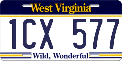 WV license plate 1CX577
