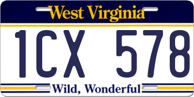 WV license plate 1CX578