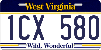 WV license plate 1CX580