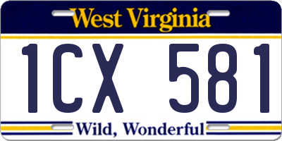 WV license plate 1CX581