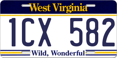 WV license plate 1CX582