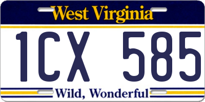 WV license plate 1CX585
