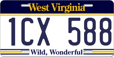 WV license plate 1CX588