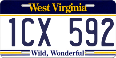 WV license plate 1CX592