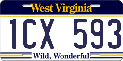 WV license plate 1CX593