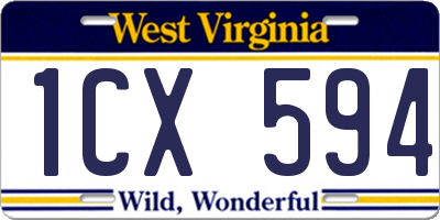 WV license plate 1CX594