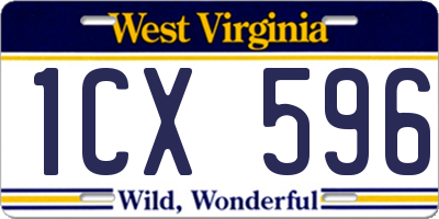WV license plate 1CX596