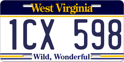 WV license plate 1CX598