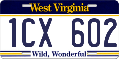 WV license plate 1CX602