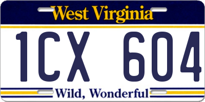 WV license plate 1CX604