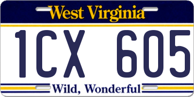 WV license plate 1CX605